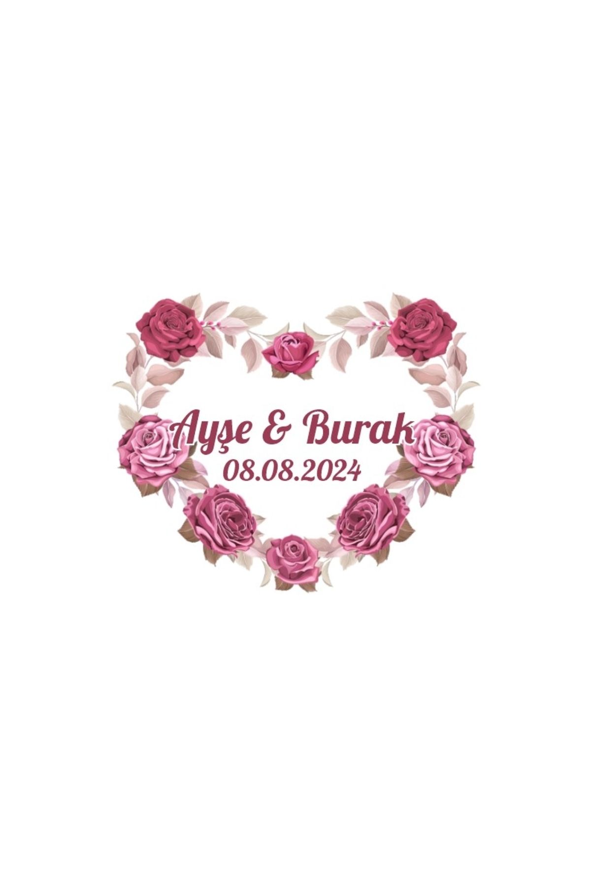 Reysa Tasarım Mor Zambak ve Tomurcuk Çelenk Etiketi Kına Nişan Düğün 3x3 cm özel etiket / 50 adet sticker