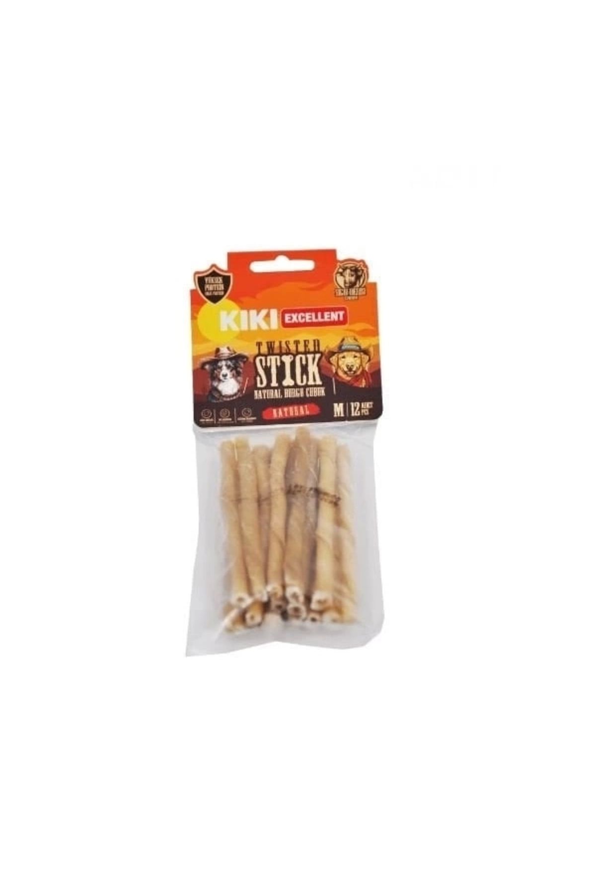 Generic Kiki Excellent Sığır Derisinden Naturel Burgu Çubuk Kemik Köpek Ödülü 12 Adet