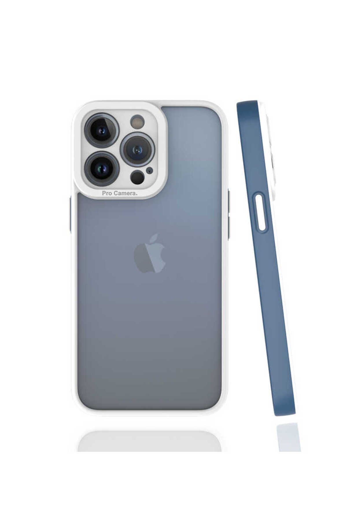 halkhouse Apple iPhone 13 Pro Kılıf Kamera Korumalı Renkli Çerçeveli Esnek Sert Silikon Mima Kapak