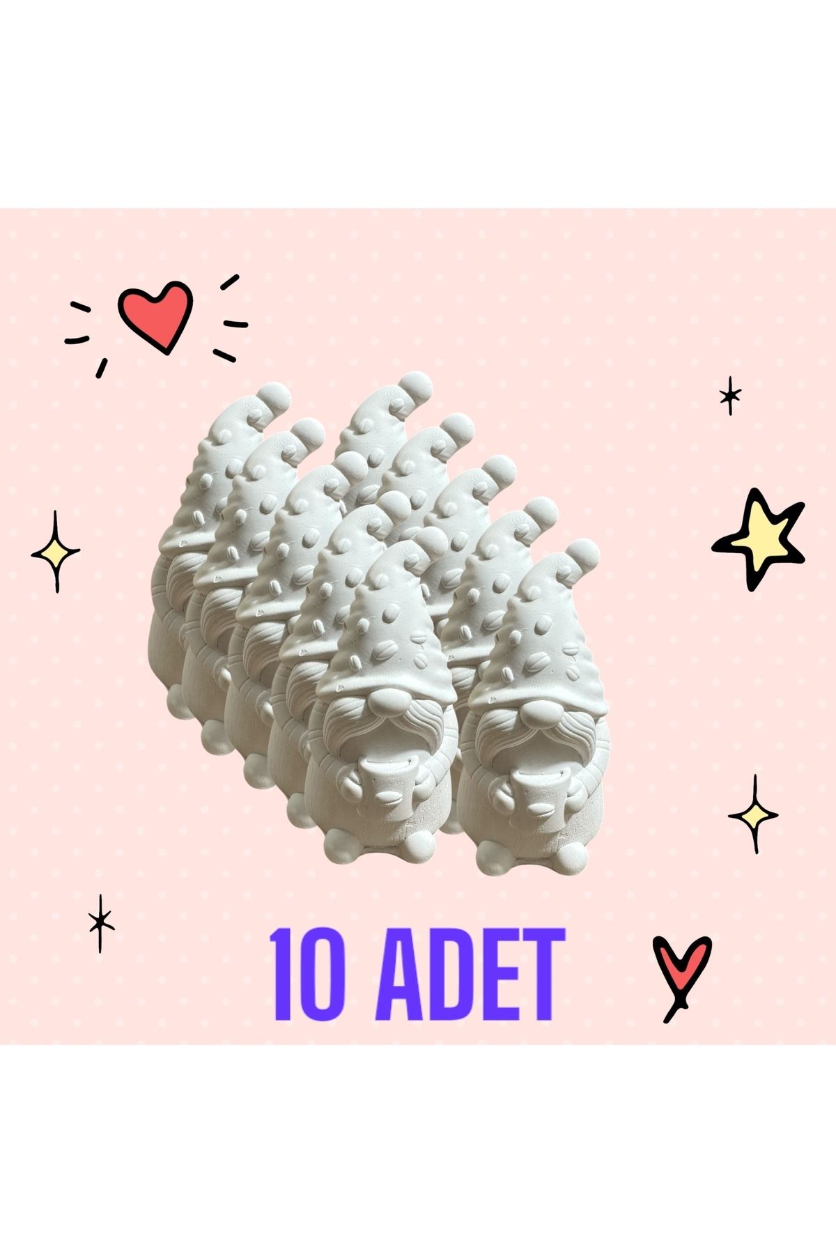 DEKORANLA 10 Adet Boyanabilir Ham Gnome Cüce Etkinlik Seti Beyaz Renk