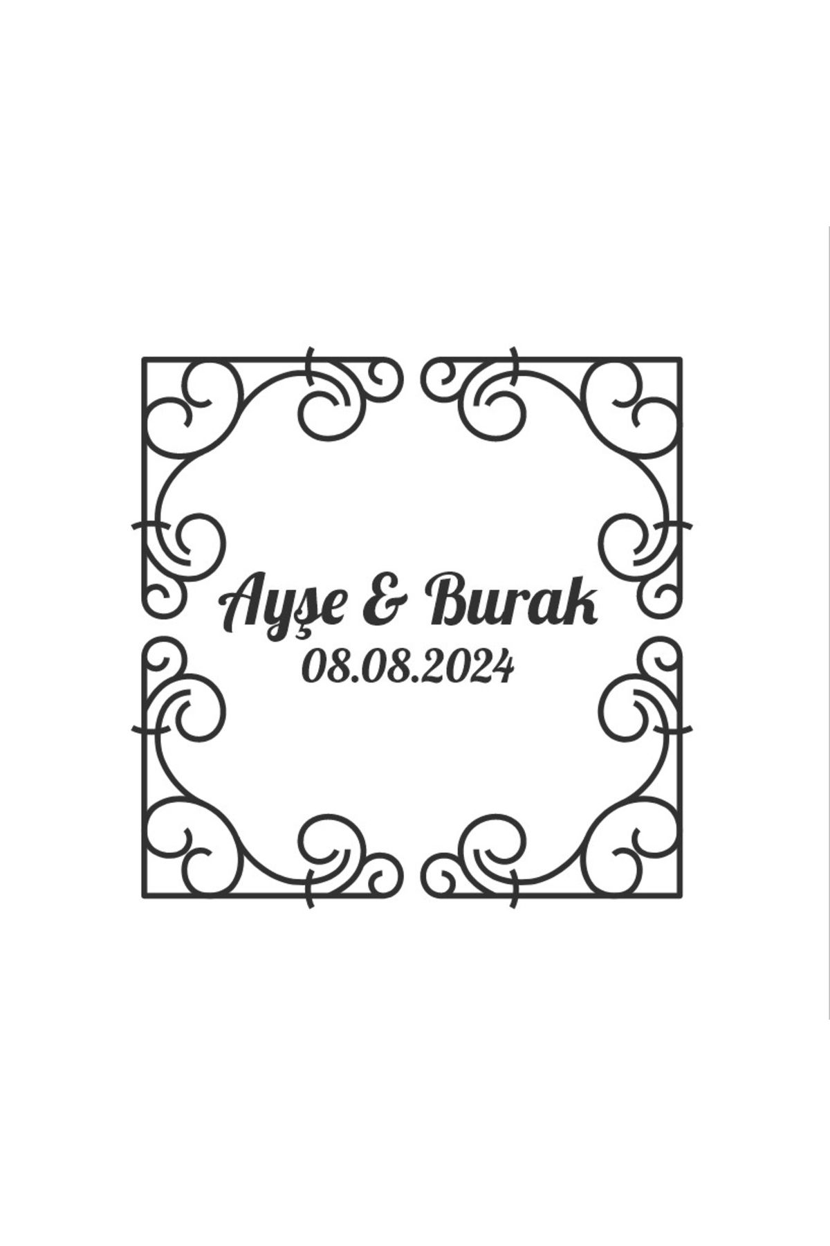 Reysa Tasarım Kare Çerçeveli Etiketi Kına Nişan Düğün 3x3 cm özel etiket / 50 adet sticker