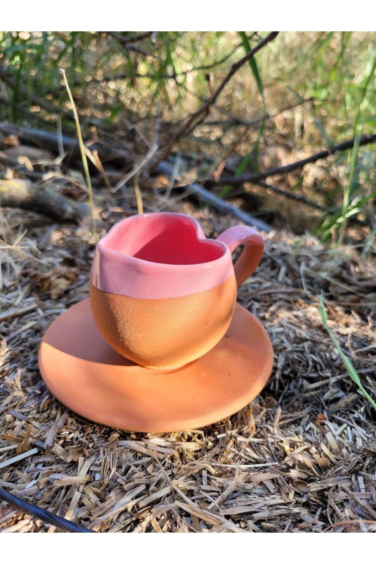 Home El yapimi kalpli pembe fincan