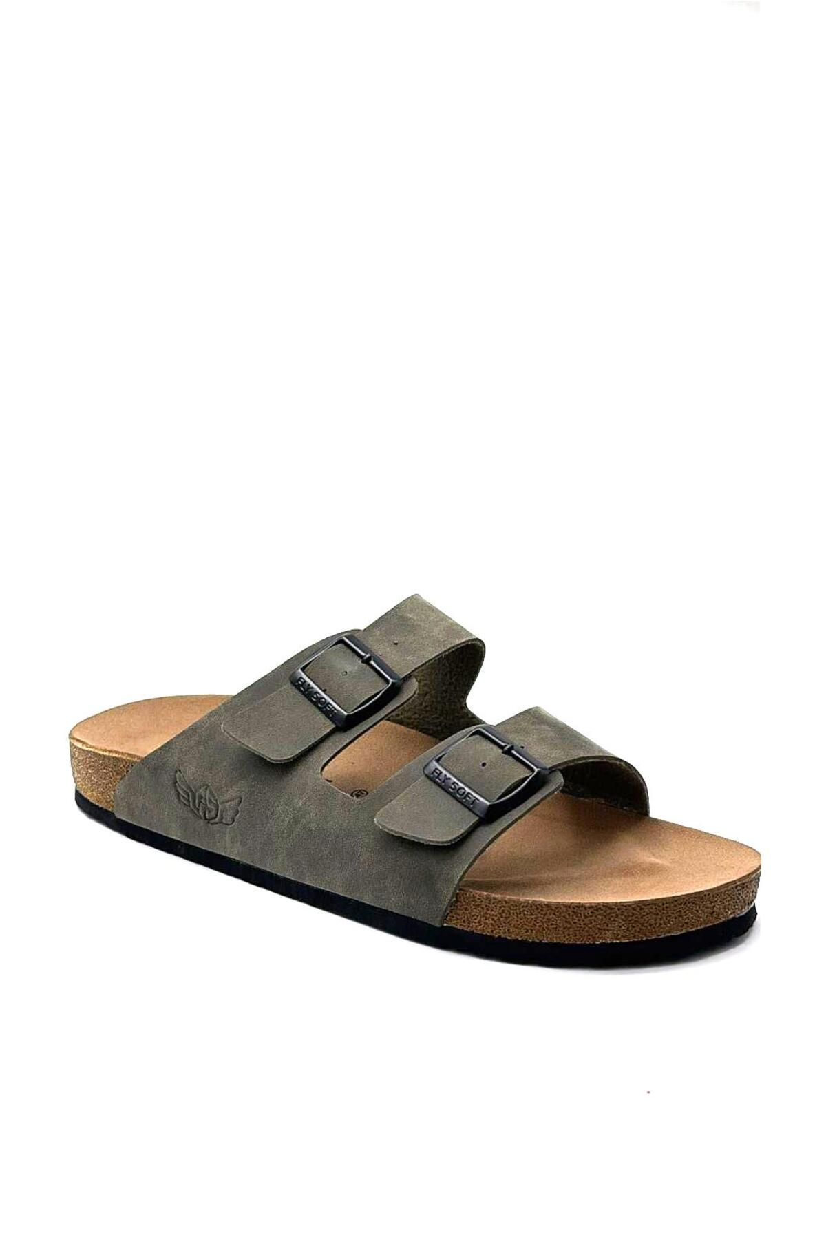 FLY SOFT S903 Poli Hafif Taban Çift Toka Erkek Terlik HAKİ