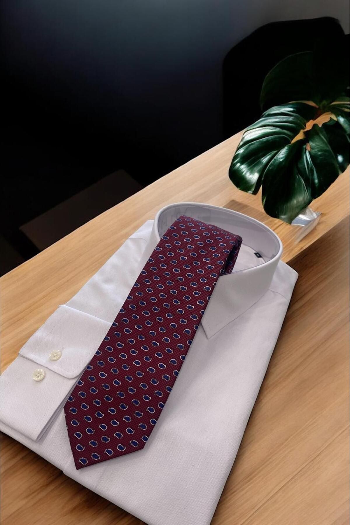 Sarar Küçük Şal Desen Bordo Mikro Kravat