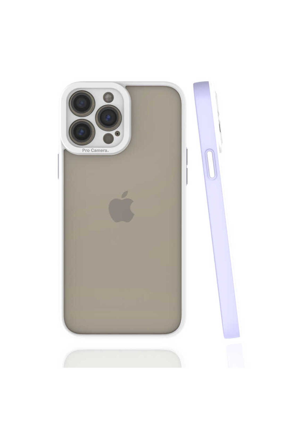 halkhouse Apple iPhone 13 Pro Max Kılıf Kamera Korumalı Renkli Çerçeveli Esnek Sert Silikon Mima Kapak