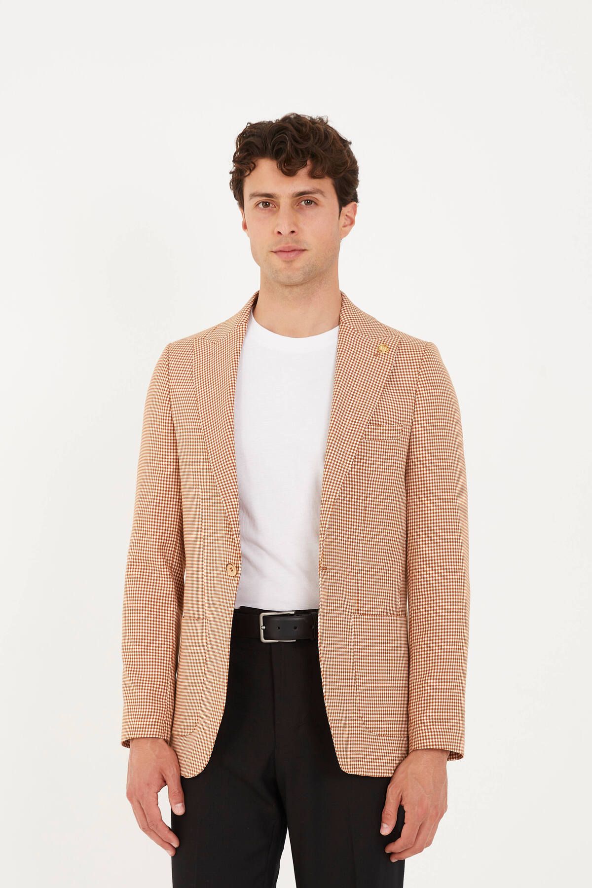 The Tailor Classics Mini Kazayağı Desenli Çift Yırtmaçlı Ceket
