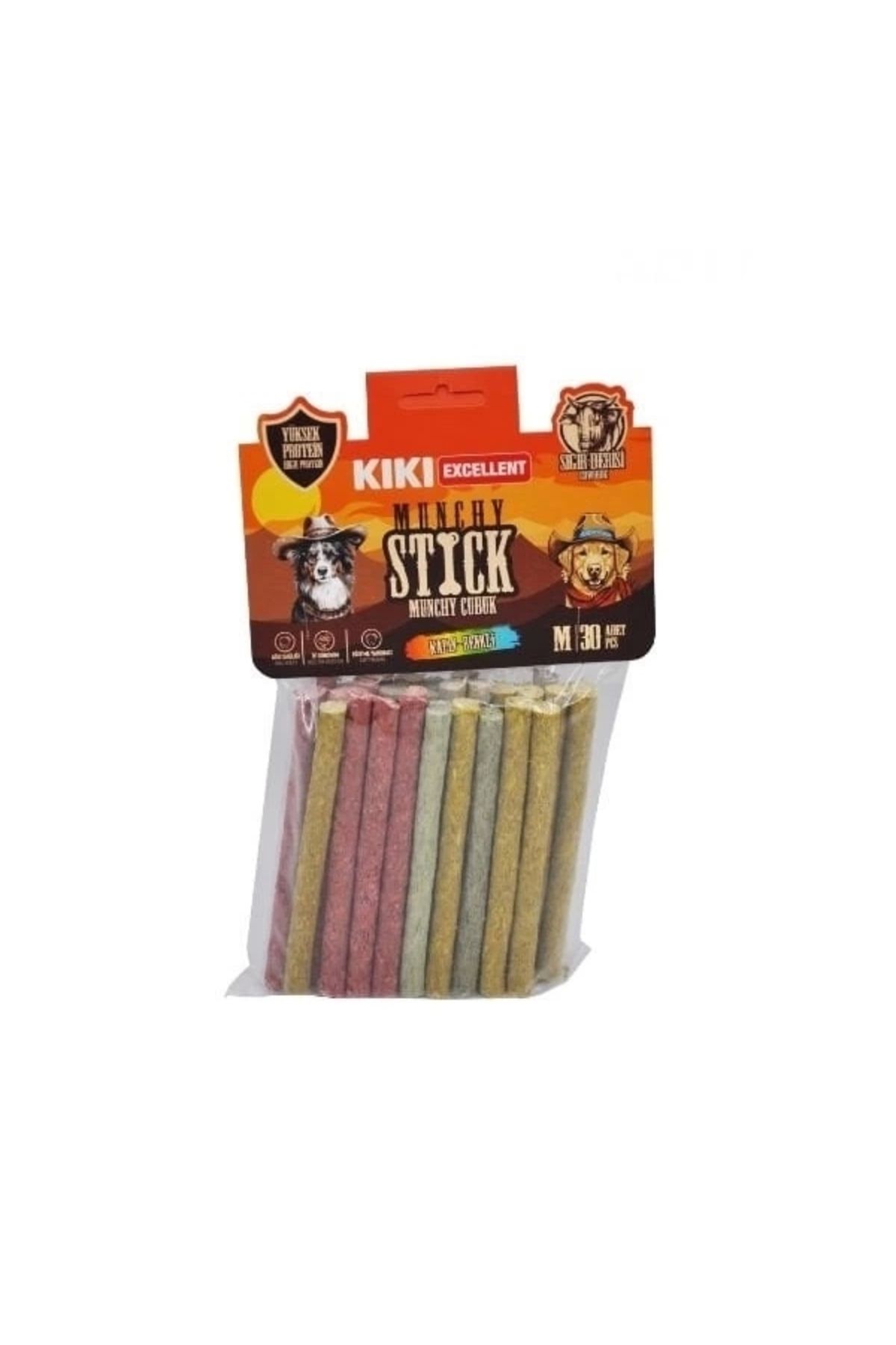 Generic Kiki Excellent Kalın Munchy Sığır Derisinden Çubuk Kemik Köpek Ödülü 50 Adet Renkli