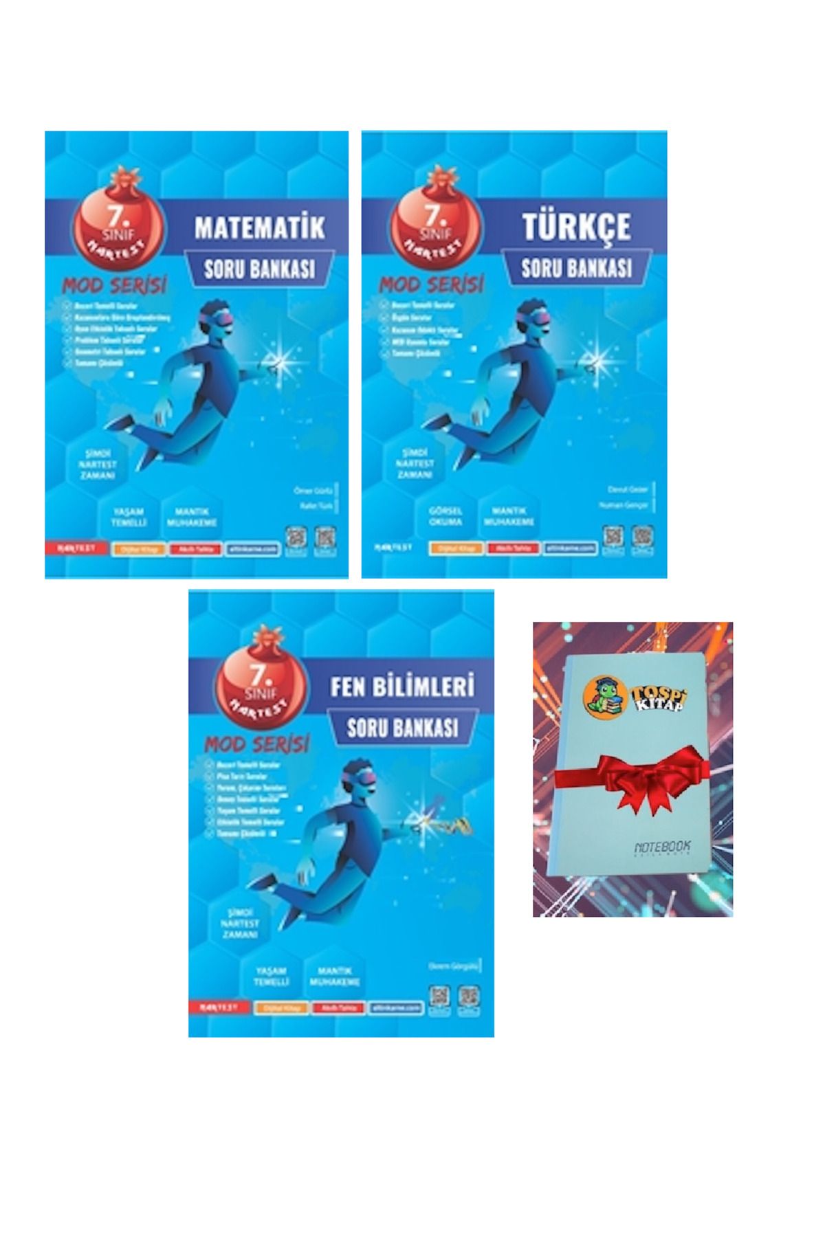 Nartest Yayınları 7. Sınıf Mod MATEMATİK + FEN BİLİMLERİ + TÜRKÇE Soru Bankası ( NOT DEFTERİ HEDİYE)
