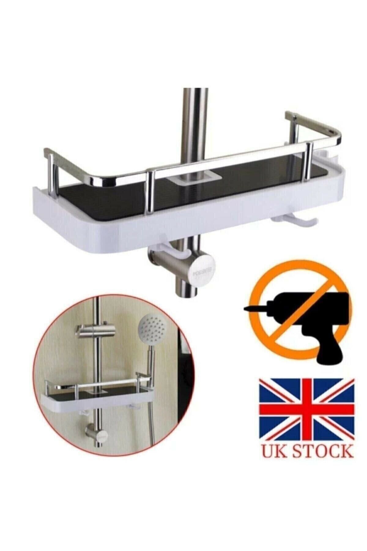 DEKORANLA Turkuaz metal duş organizer, şık ve dayanıklı sabunluk, banyo düzenleyici.