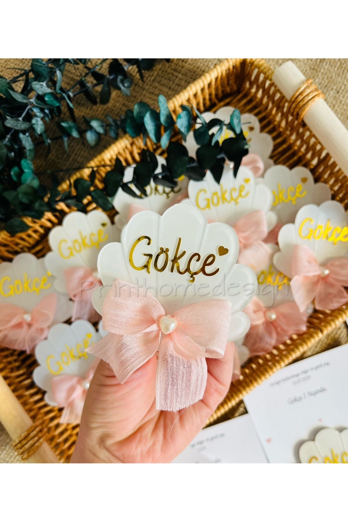 Pass Pano 10’lu Fiyonklu Kartlı İstiridye Bebek Magneti – Mevlüt & Baby Shower İçin Şık Hediyelik Set