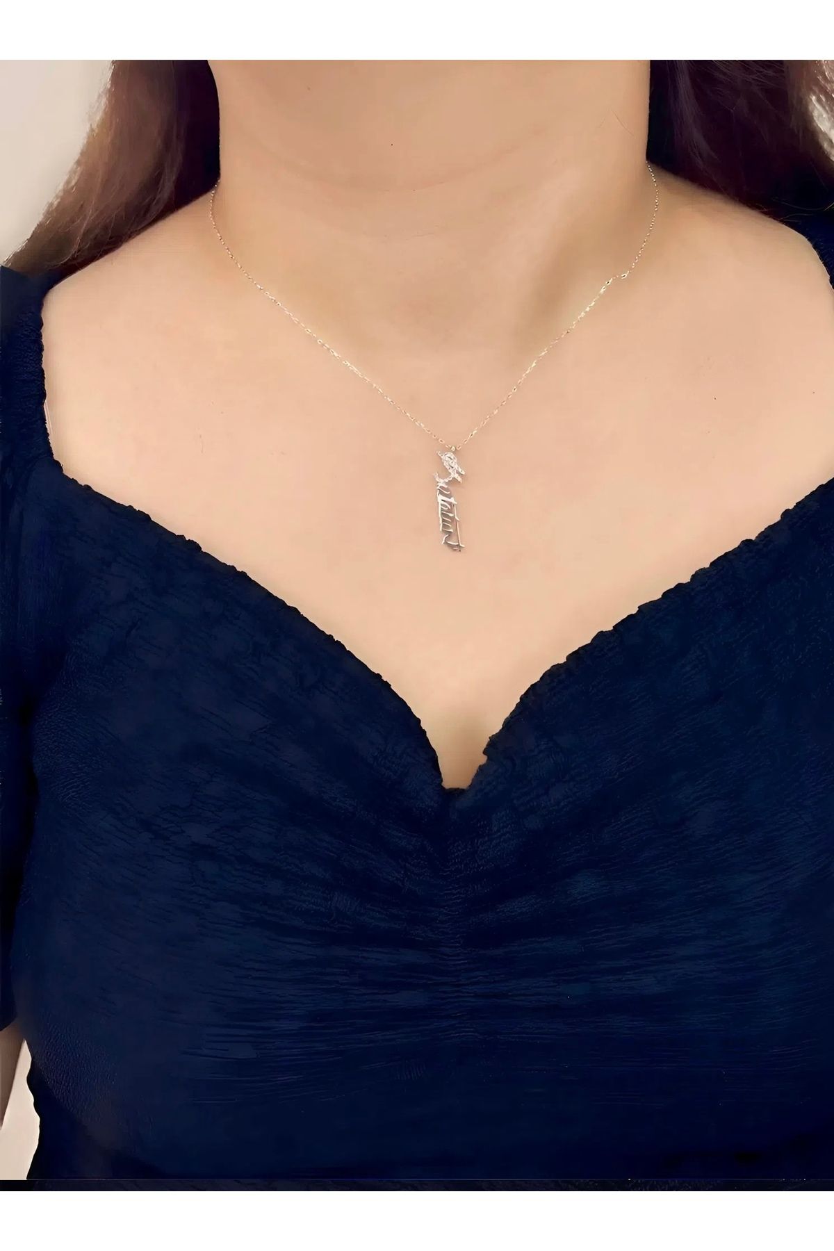 Azra Silver&Aksesuar 925 Ayar Zirkon Taşlı Atatürk Model Zincirli Gümüş Kolye