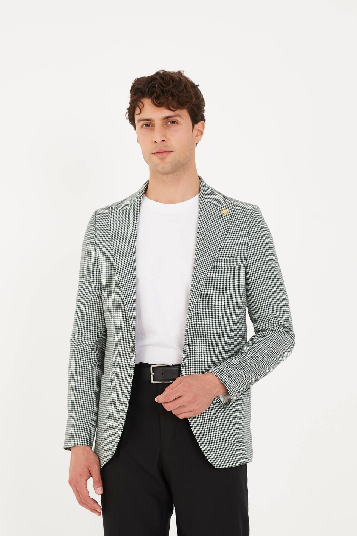 The Tailor Classics Mini Kazayağı Desenli Çift Yırtmaçlı Ceket