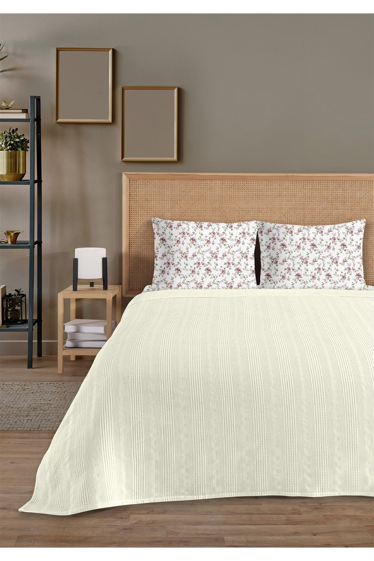 Evim %100 Pamuk Exclusive Krem Tek Kişilik Pike Takımı 160 x 230 cm