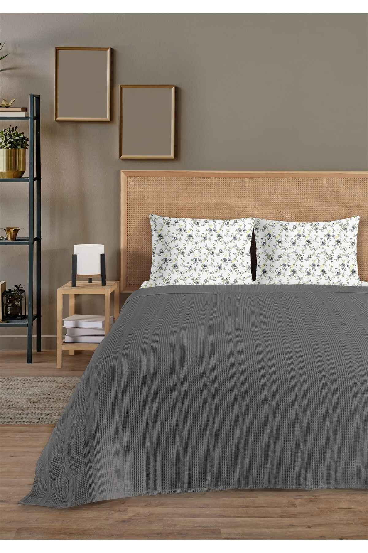 Evim %100 Pamuk Exclusive Antrasit Tek Kişilik Pike Takımı 160 x 230 cm