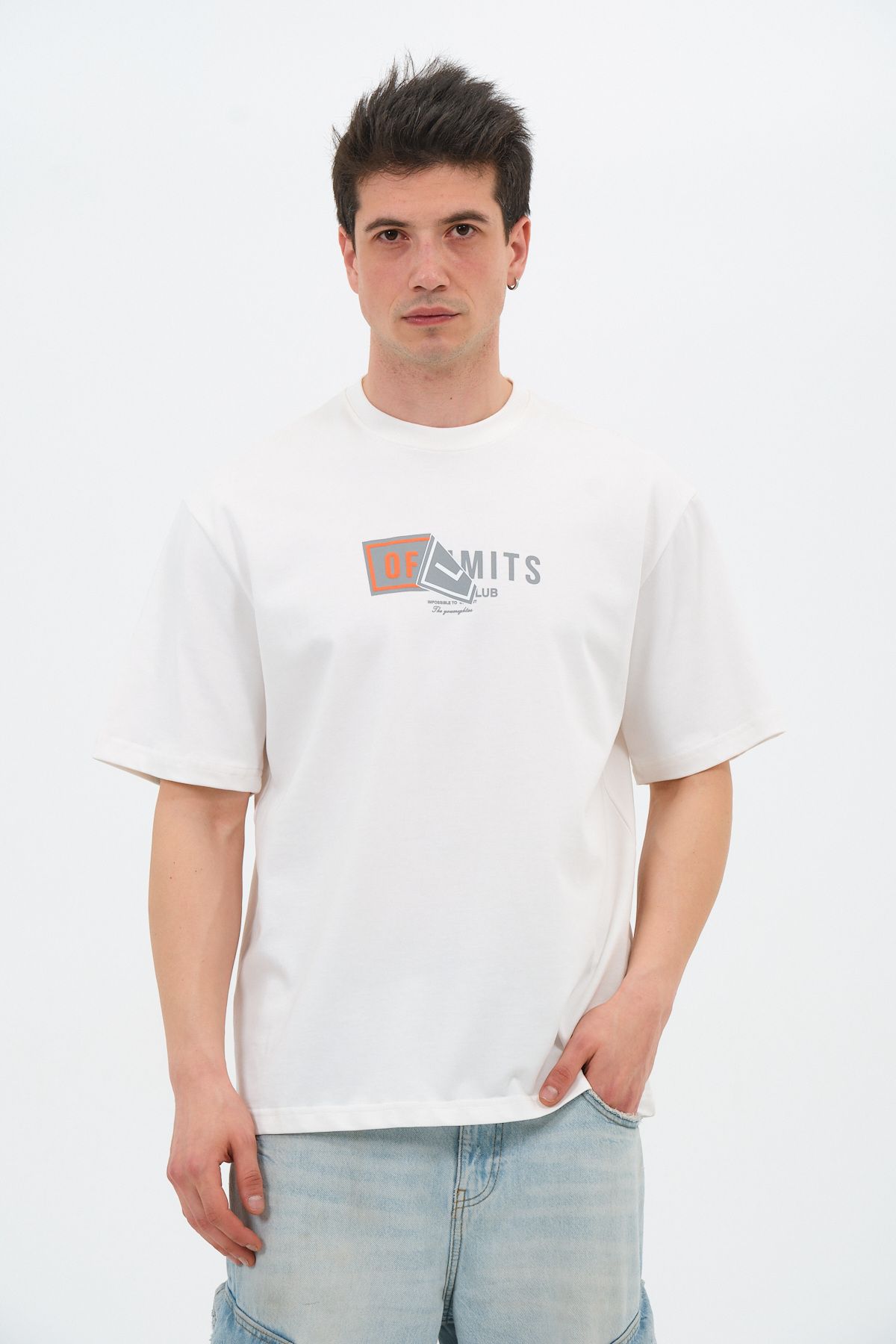 offlimits Erkek lucury baskılı off limits oversize T-shirt