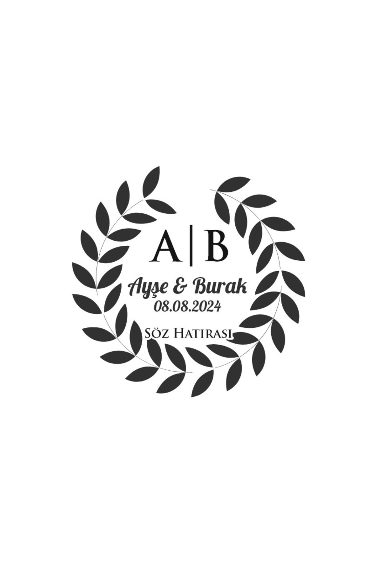 Reysa Tasarım Altın Çerçeveli Çam Kozalaklı Etiket Kına Nişan Düğün 3x3 cm özel etiket / 50 adet sticker