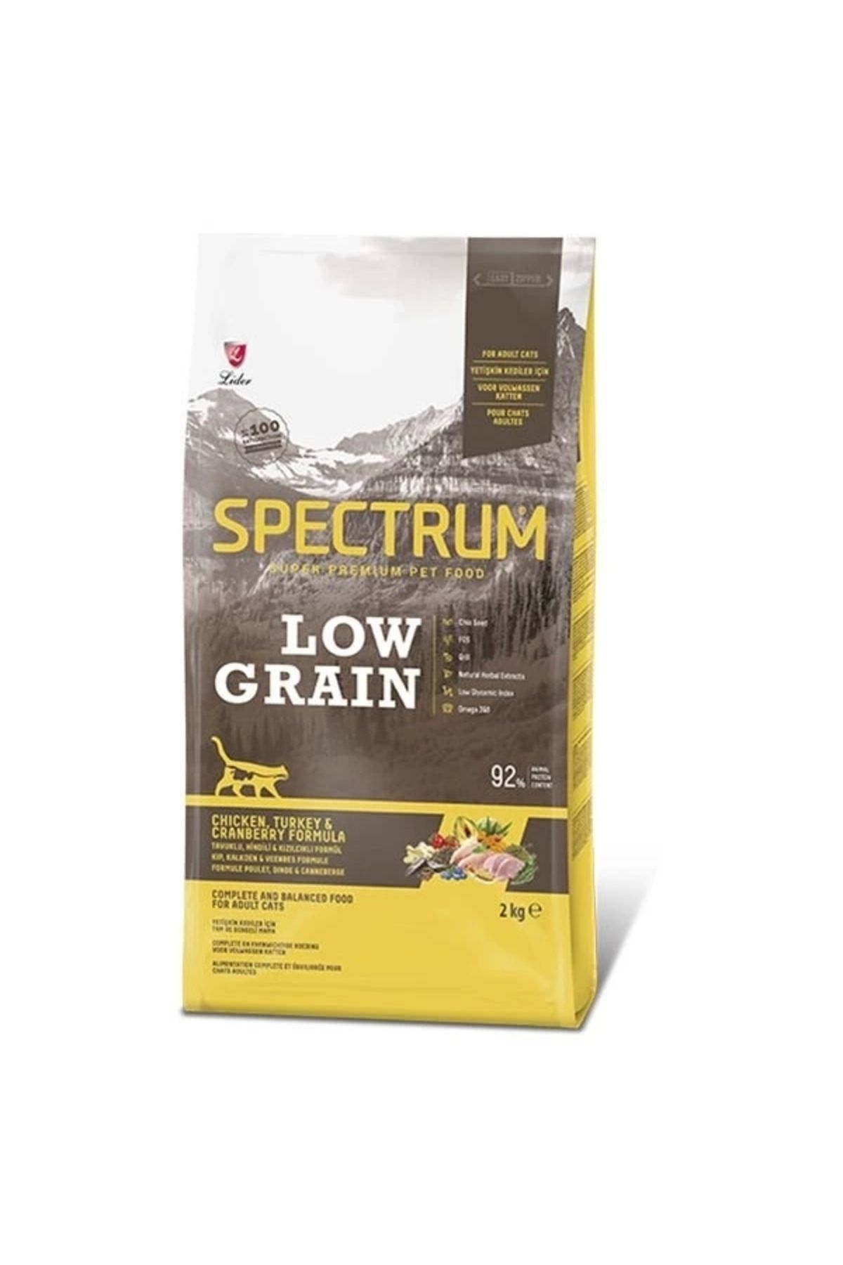 Generic Spectrum Düşük Tahıllı Tavuklu Hindili ve Yaban Mersinli Yetişkin Kedi Maması 2 Kg