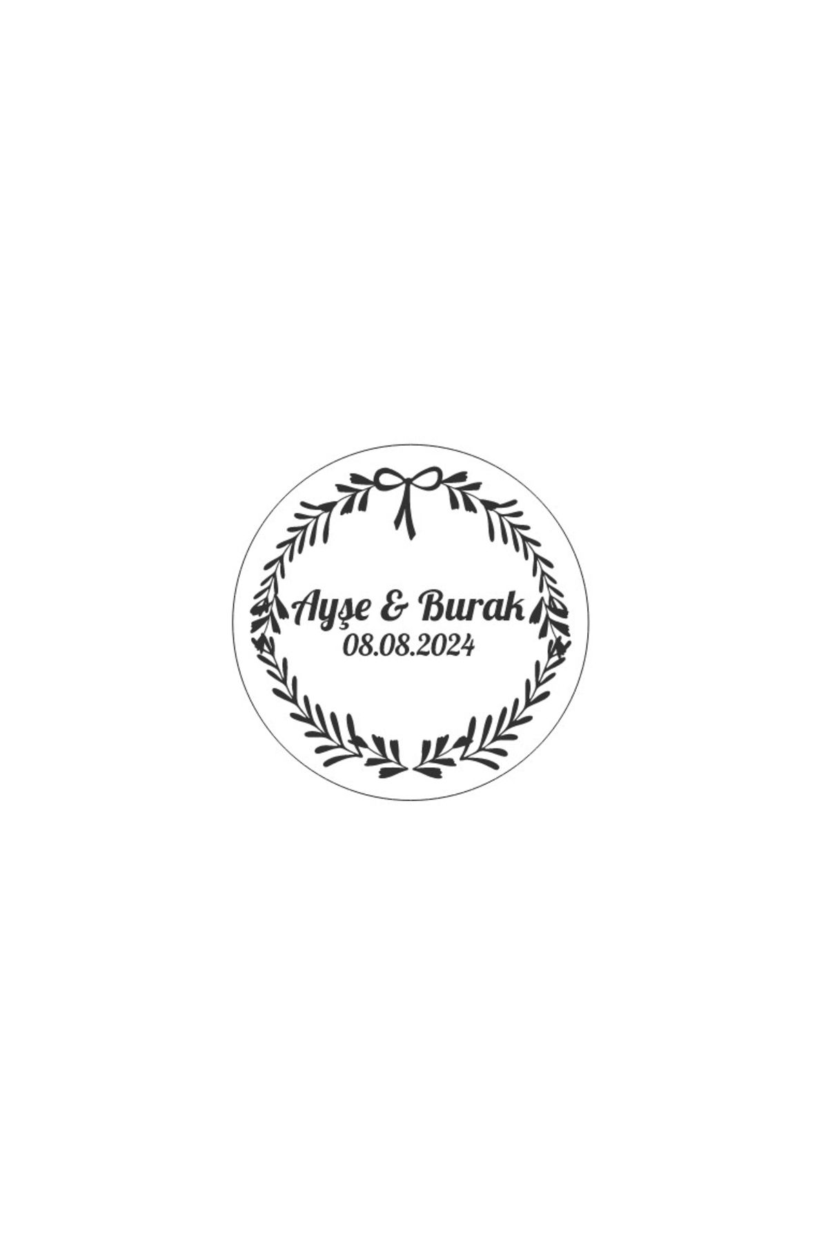 Reysa Tasarım Altın Halkalı Yaprak Çelenk Etiketi Kına Nişan Düğün 3x3 cm özel etiket / 50 adet sticker