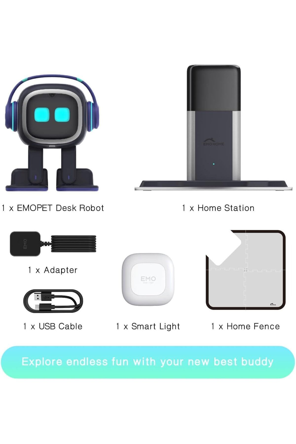 EMO Masaüstü Evcil Hayvan Robotu EMO Akıllı Aydınlatma ile (Ev İstasyonu)