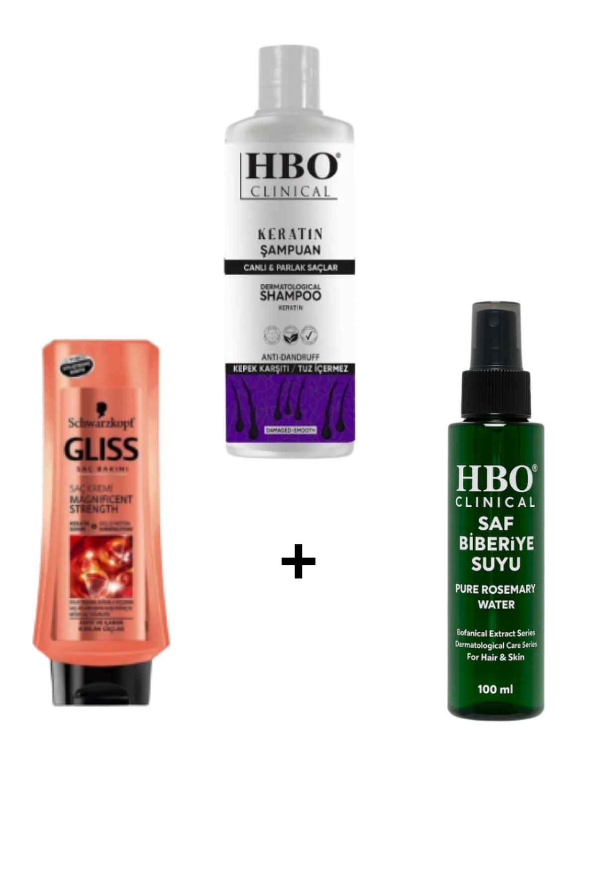hbo Clınıcal Keratin Şampuan Gliss Saç Kremi Clınıcal Biberiye Suyu Saç Bakım Seti 3lü
