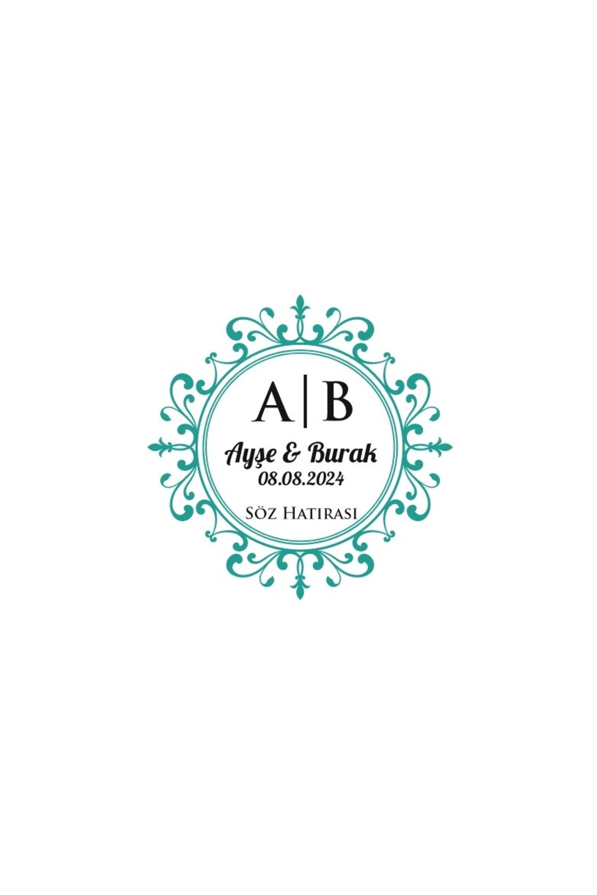 Reysa Tasarım Zincir Çerçeveli Dikdörtgen Mühür Kına Nişan Düğün 3x3 cm özel etiket / 50 adet sticker