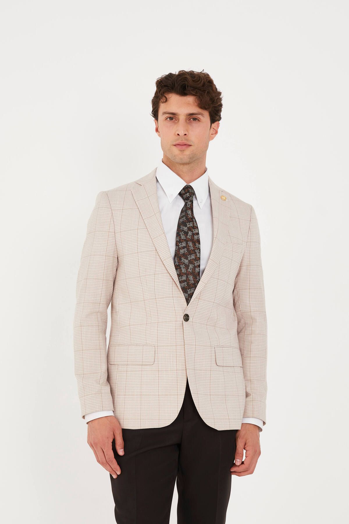 The Tailor Classics Mini Ekoseli Çift Yırtmaçlı Blazer Ceket