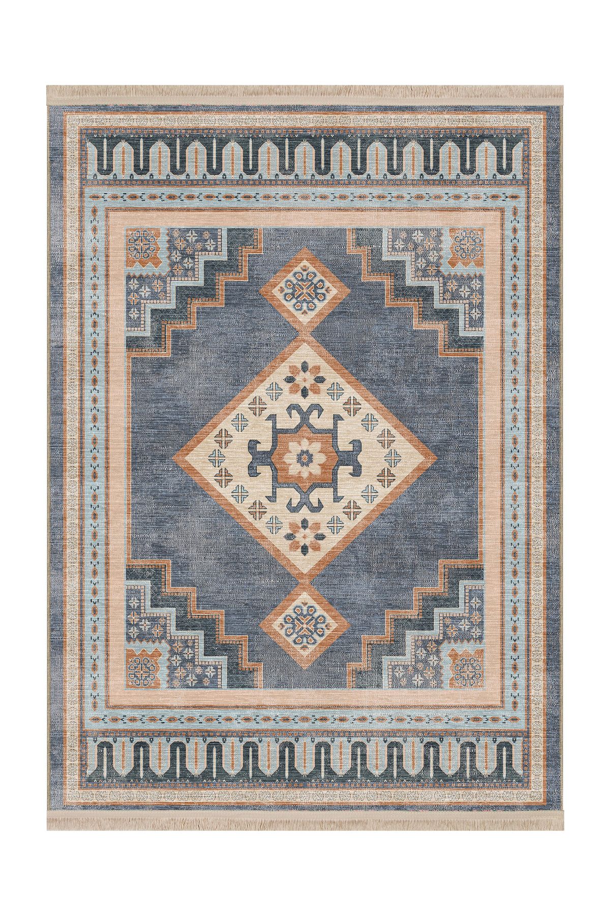 Rugs Modern Halı Mottos Koleksiyonu Eskitme Görünümlü Geleneksel Desenli Dokuma Taban Dekoratif Halı mottos16