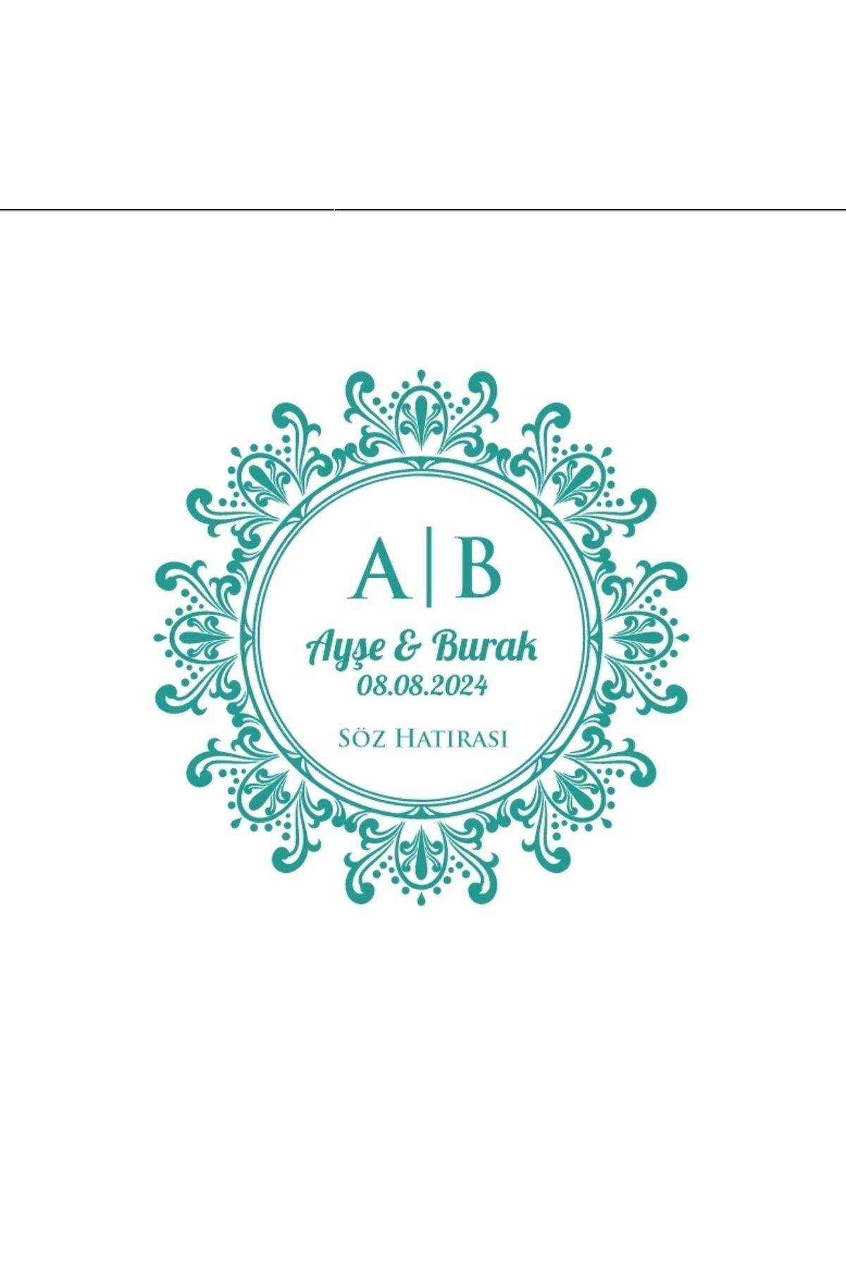 Reysa Tasarım Kenarları Kabarık Dikdörtgen Mühür Kına Nişan Düğün 3x3 cm özel etiket / 50 adet sticker