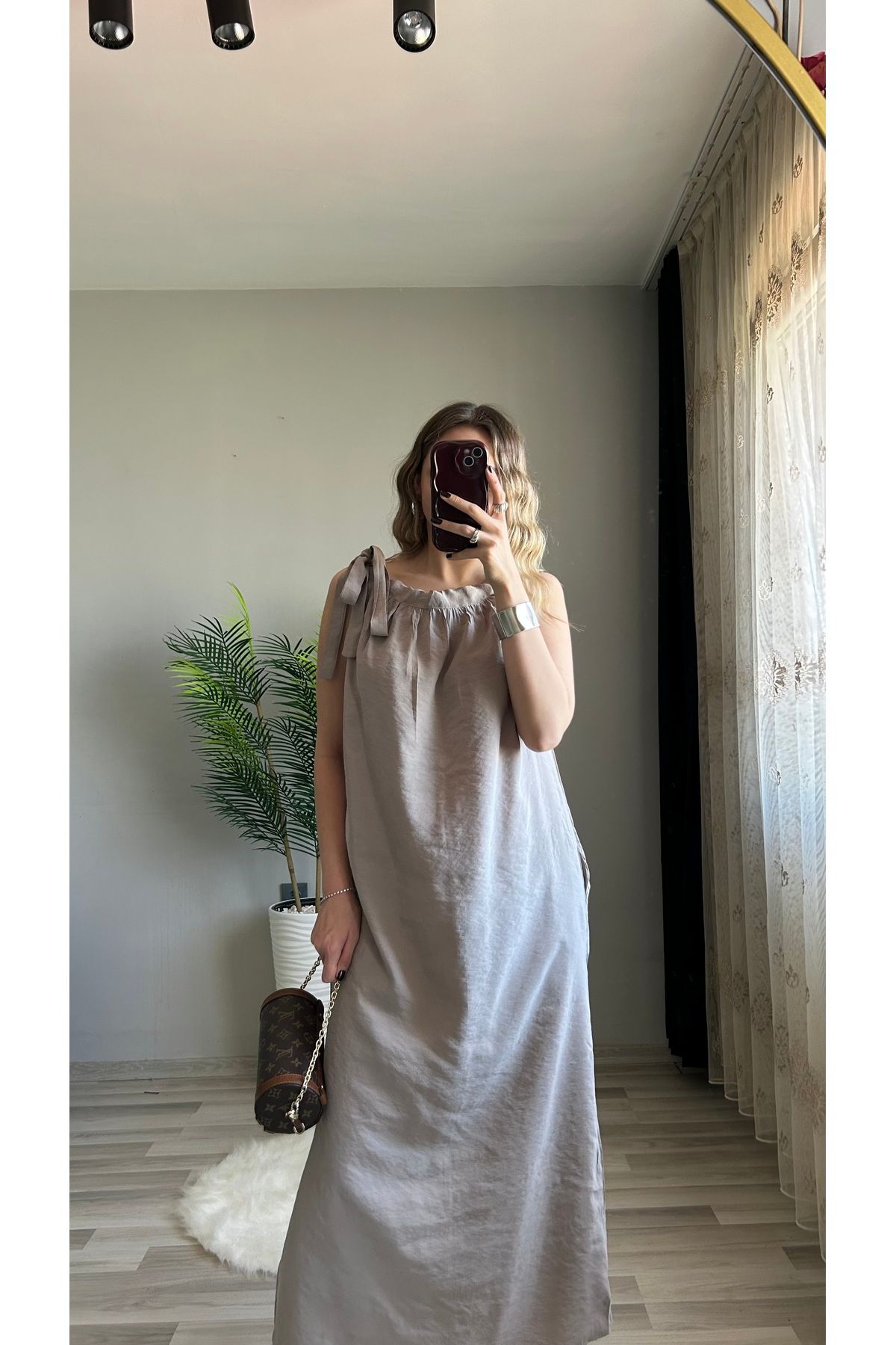 ensbutik Boyundan Bağlamalı Modal Tiril Elbise