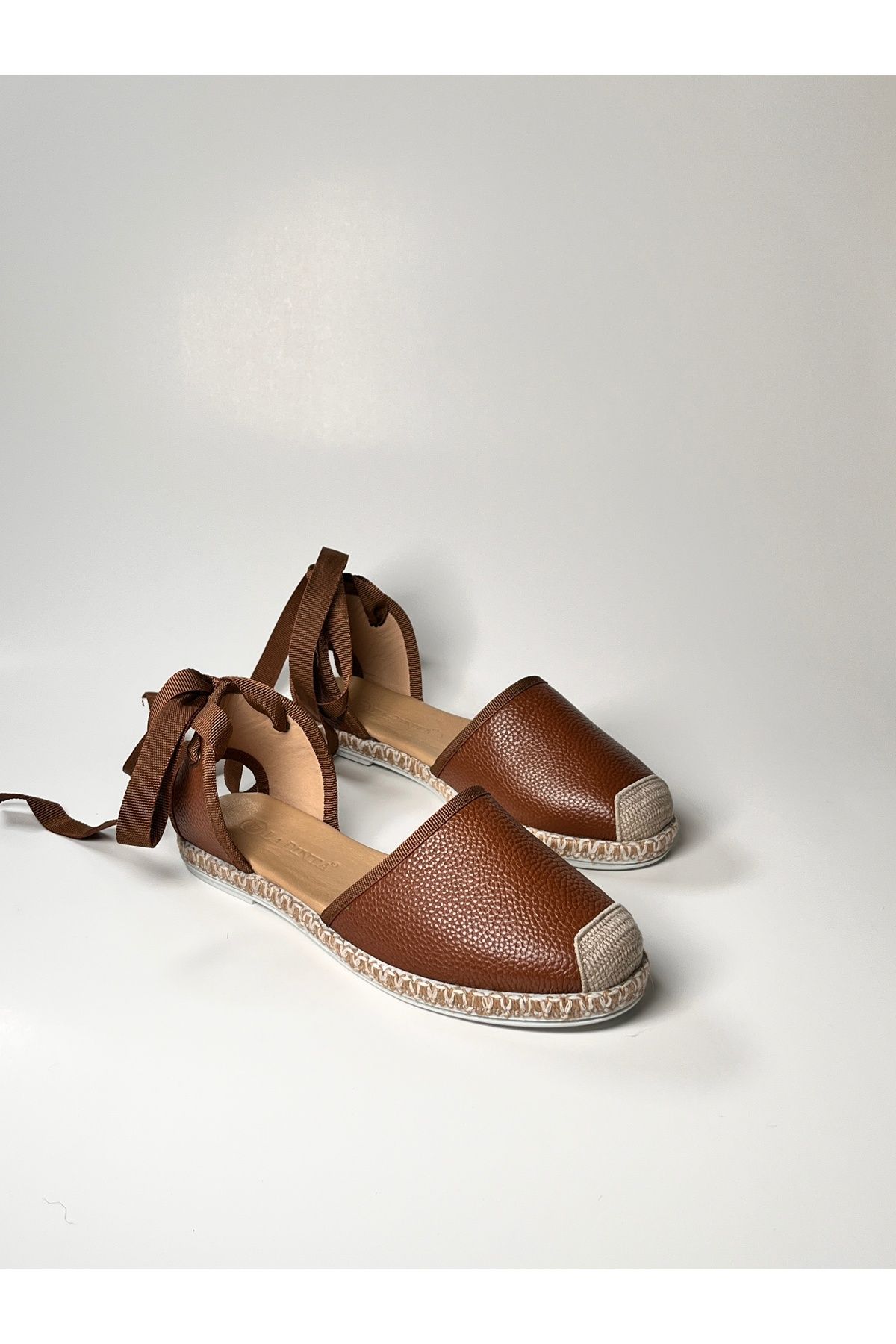 futsi shoes Bilekten Bağlamalı Deri Espadril Babet