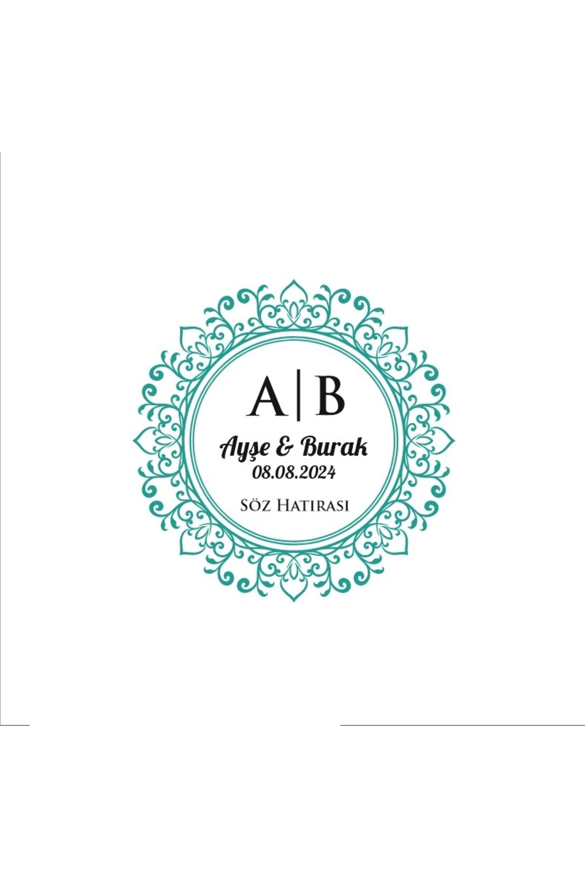 Reysa Tasarım Basit Kenarlı Kare Mühür Kına Nişan Düğün 3x3 cm özel etiket / 50 adet sticker