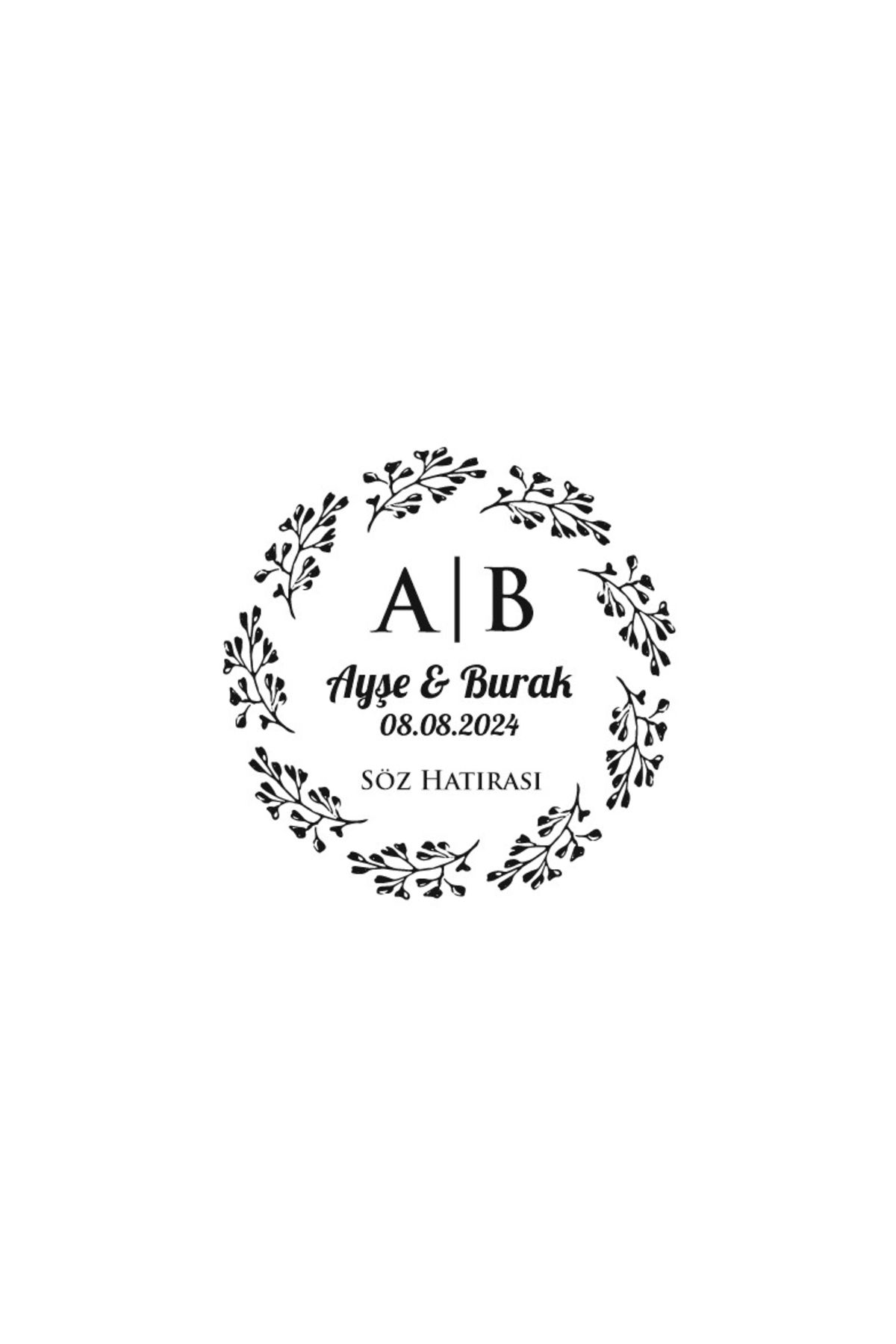 Reysa Tasarım İnce Çerçeveli Dikdörtgen Mühür Kına Nişan Düğün 3x3 cm özel etiket / 50 adet sticker