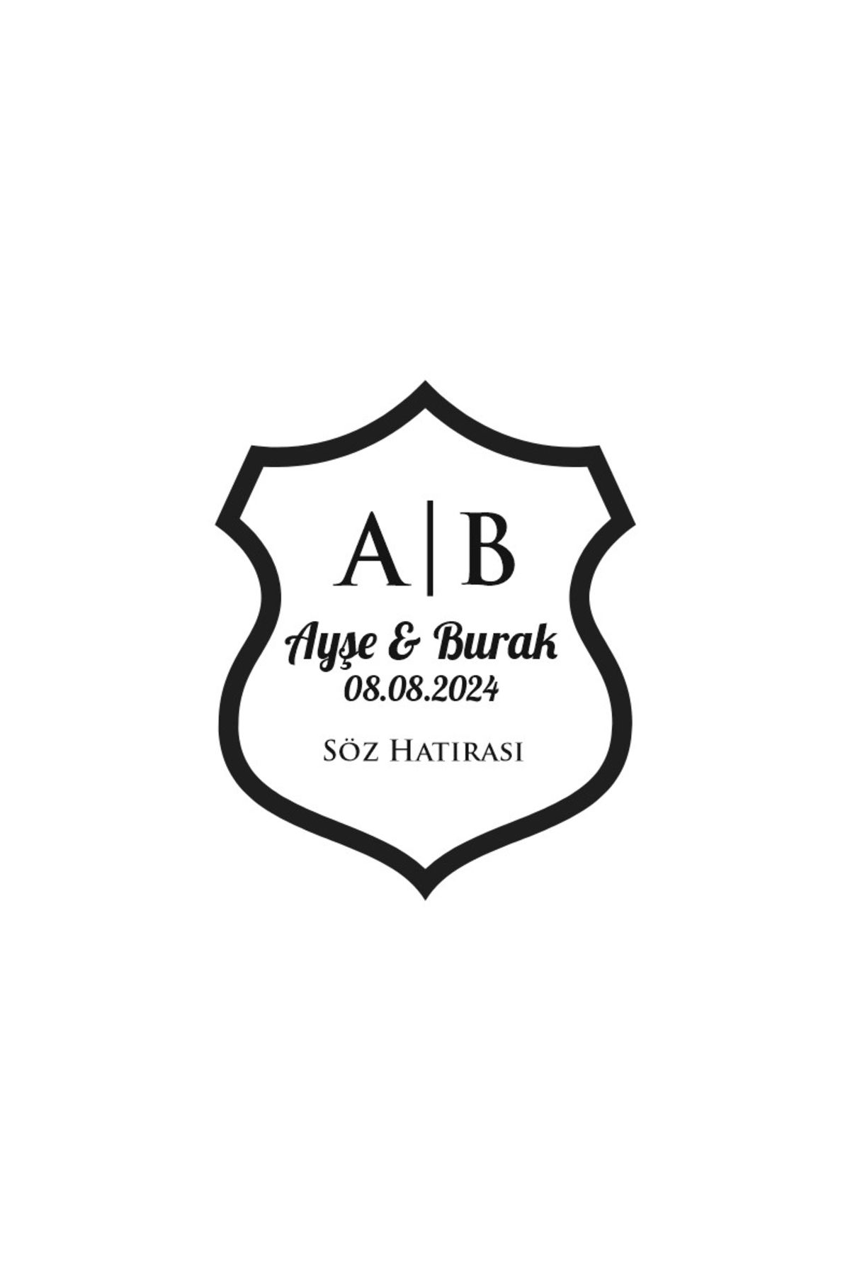 Reysa Tasarım Dalgalı Kalkan Mühür Kına Nişan Düğün 3x3 cm özel etiket / 50 adet sticker