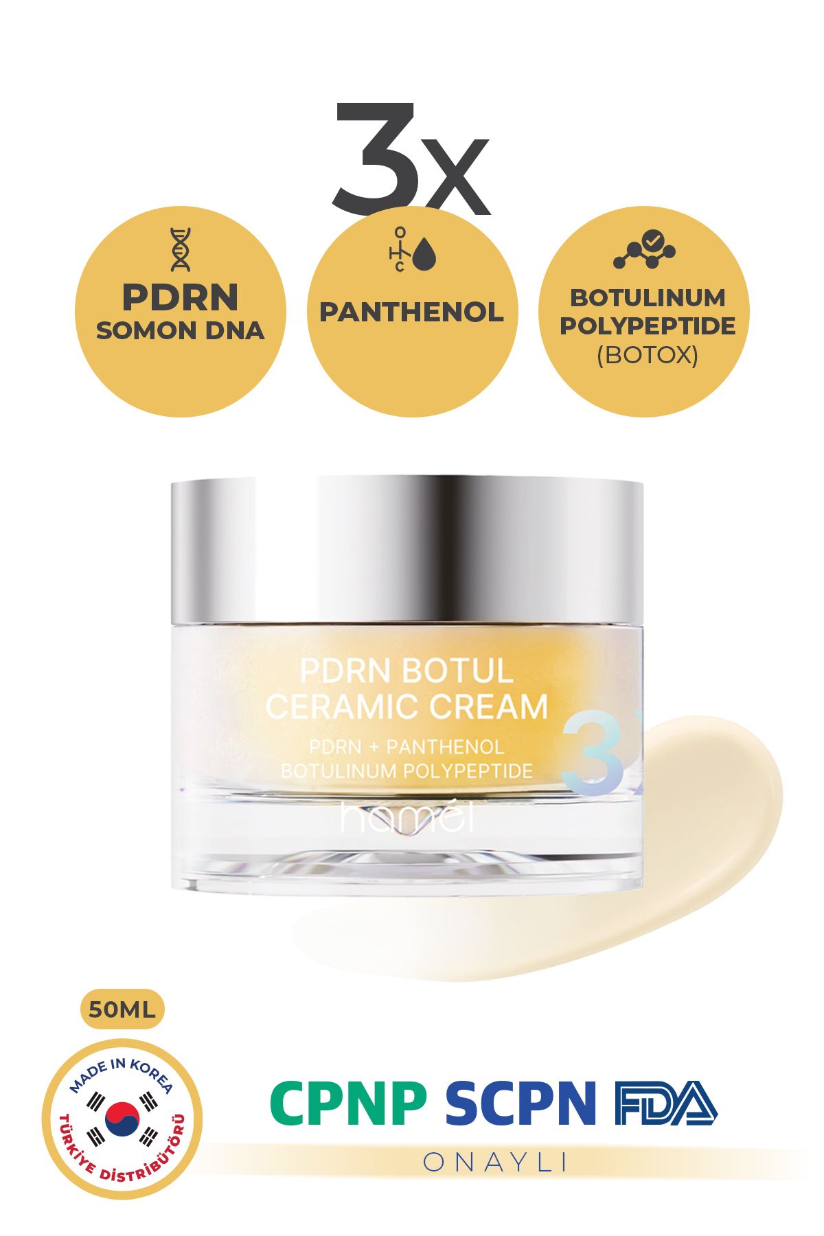 HAMEL 3X PDRN Botul Ceramic Cream Somon DNA lifting Etkili Doku Onarıcı Krem Kore 50ml