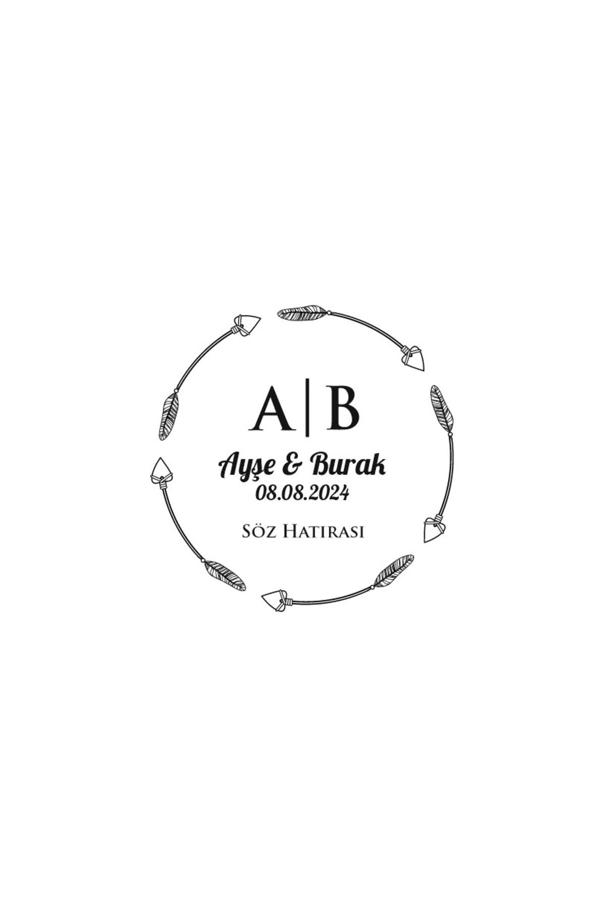 Reysa Tasarım Üst Kıvrımlı Dikdörtgen Mühür Kına Nişan Düğün 3x3 cm özel etiket / 50 adet sticker