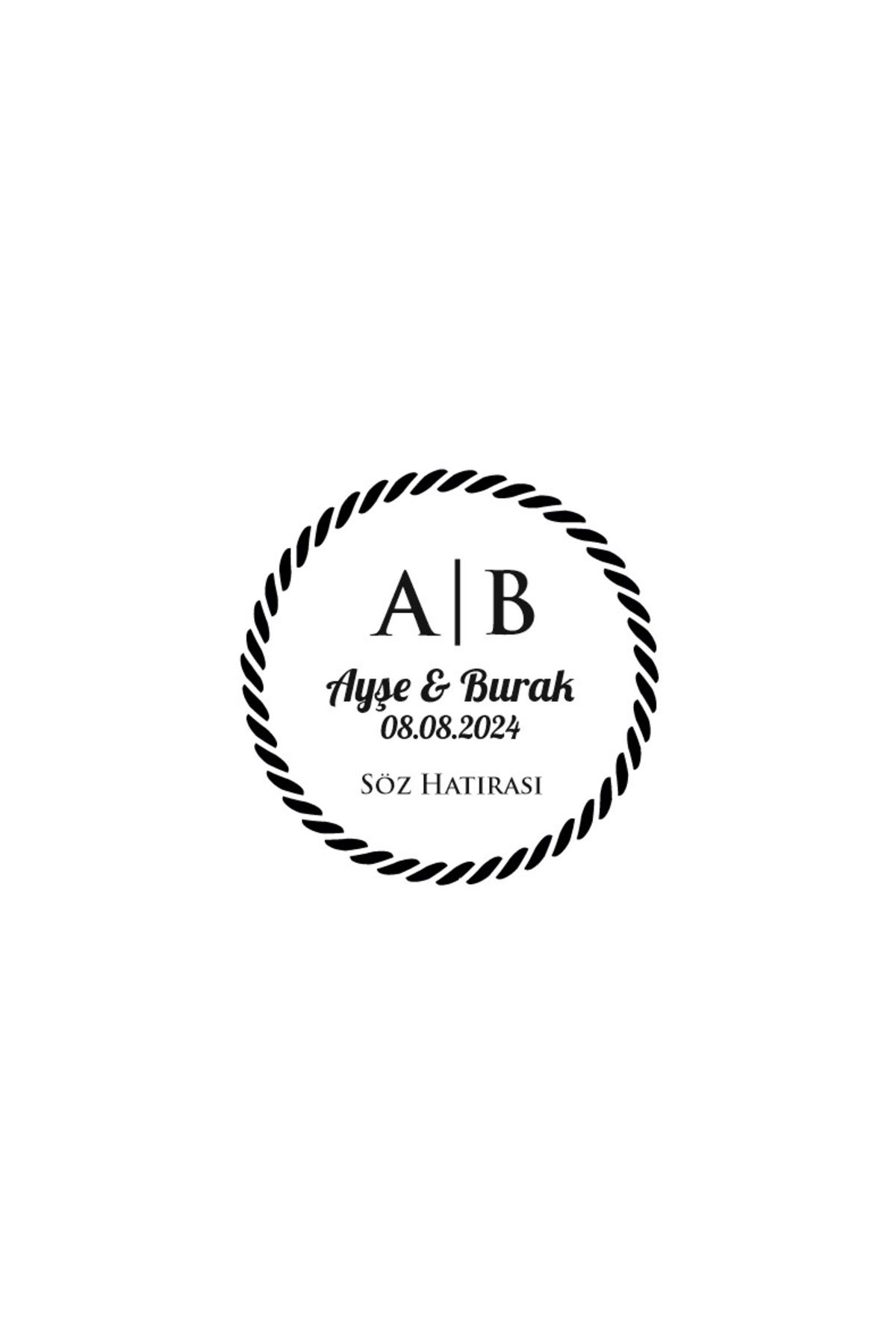 Reysa Tasarım Kare Formlu Yuvarlak Mühür Kına Nişan Düğün 3x3 cm özel etiket / 50 adet sticker