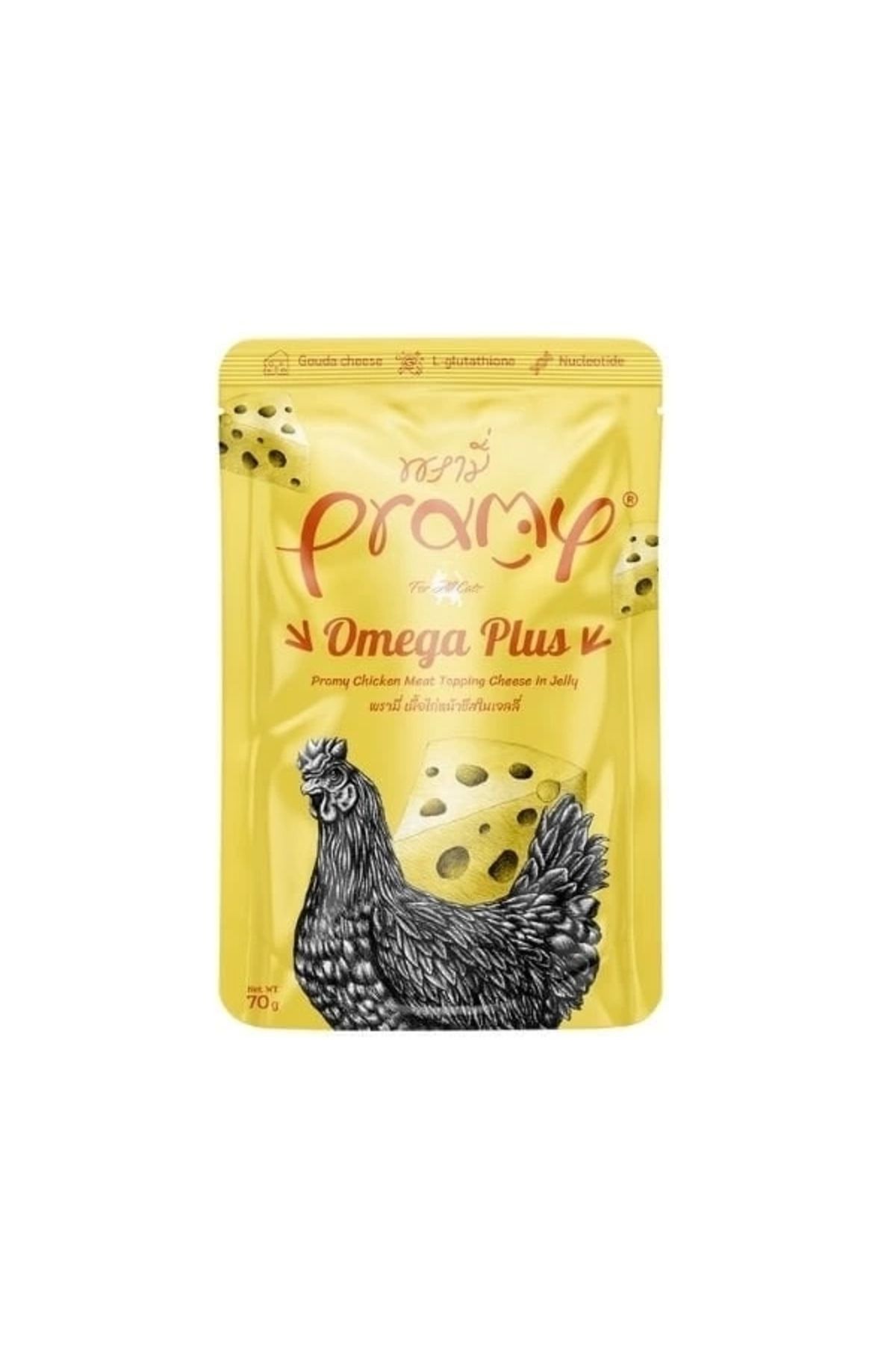 Generic Pramy Omega Plus Jöle İçinde Tavuklu ve Peynirli Pouch Yetişkin Konserve Kedi Maması 70 Gr