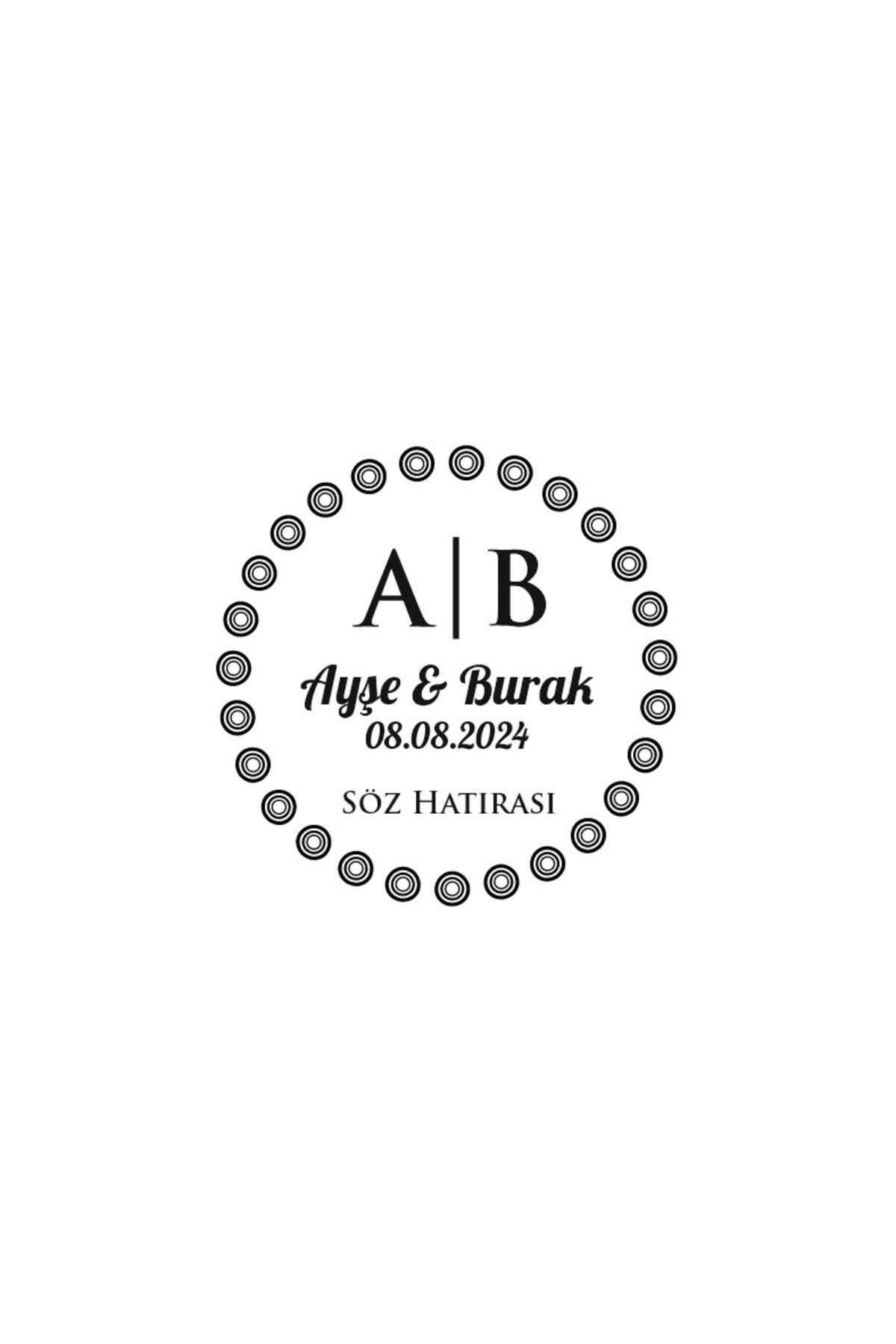Reysa Tasarım İç İçi Halkalı Çerçeveli Yuvarlak Mühür Kına Nişan Düğün 3x3 cm özel etiket / 50 adet sticker