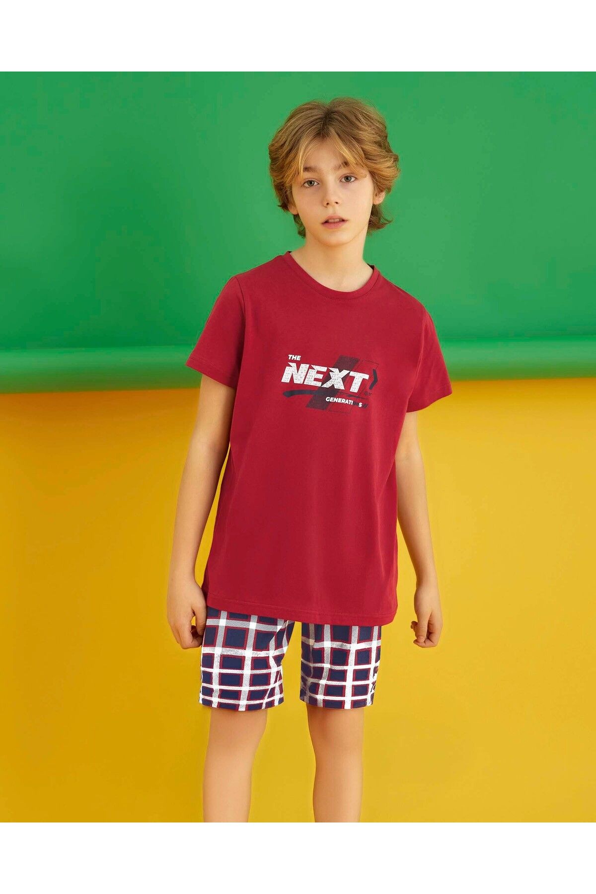 Aydoğan Erkek Çocuk Garson Boy Şortlu %100 Pamuk Pijama Takım 250275