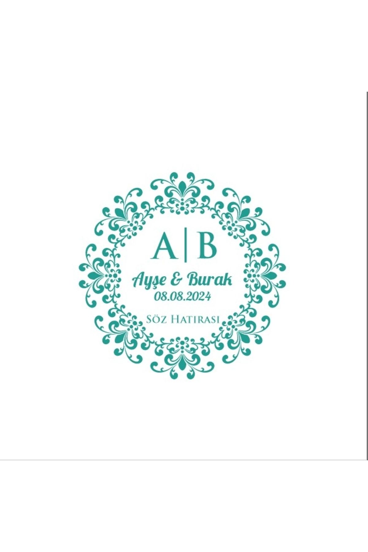 Reysa Tasarım Yuvarlak Kenarlı Dikdörtgen Mühür Kına Nişan Düğün 3x3 cm özel etiket / 50 adet sticker