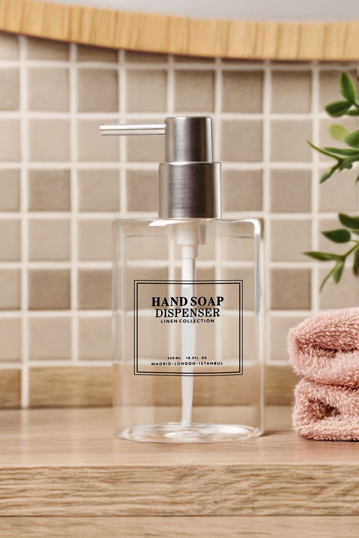 NESS HOME Banyo Mutfak Tezgah Üstü Sıvı Sabunluk - Cam Sabunluk