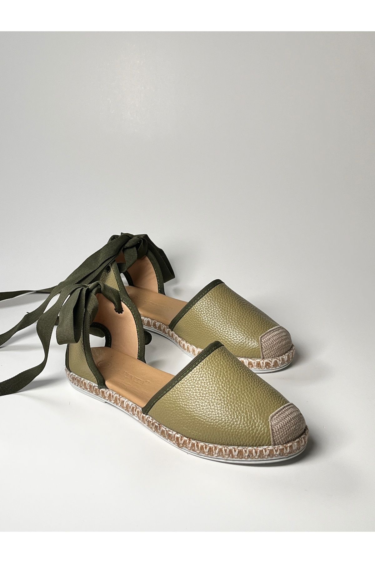futsi shoes Bilekten Bağlamalı Deri Espadril Babet
