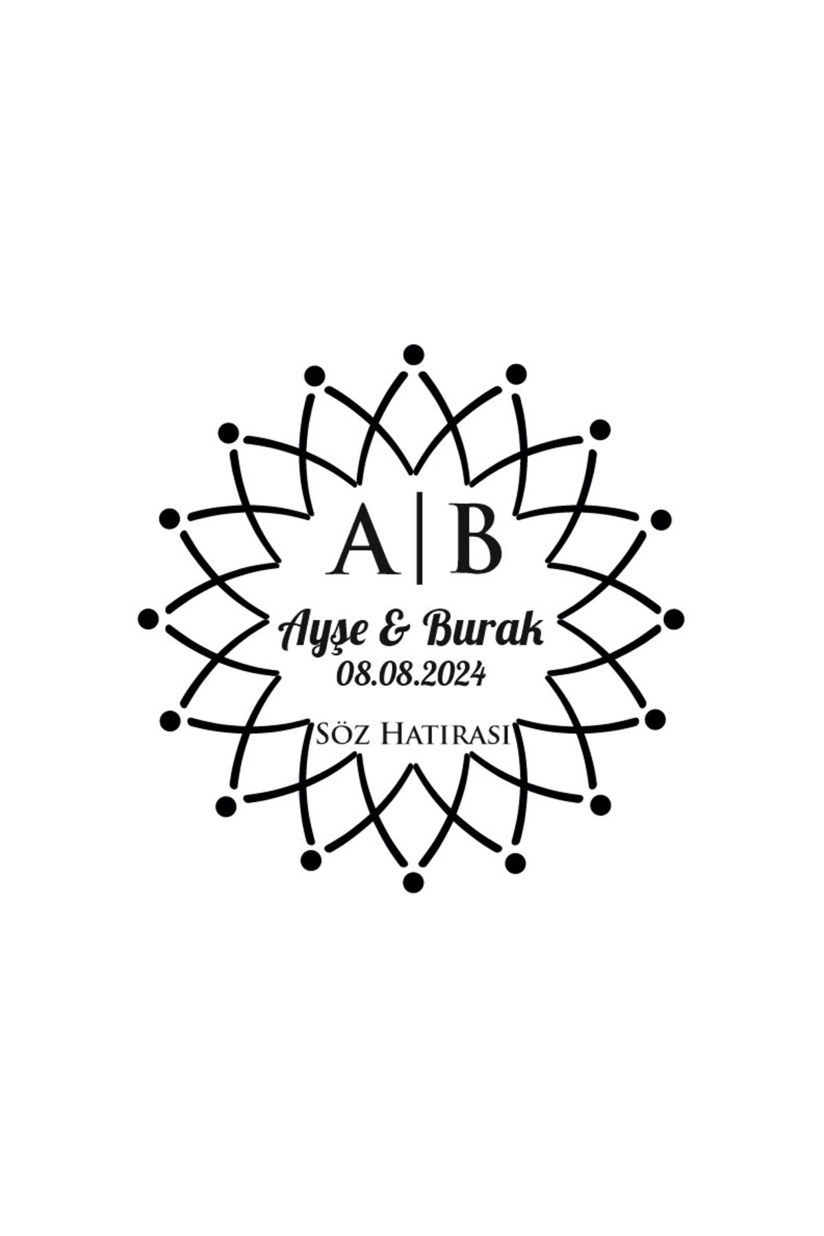 Reysa Tasarım Çiçek Desenli Yuvarlak Mühür Kına Nişan Düğün 3x3 cm özel etiket / 50 adet sticker