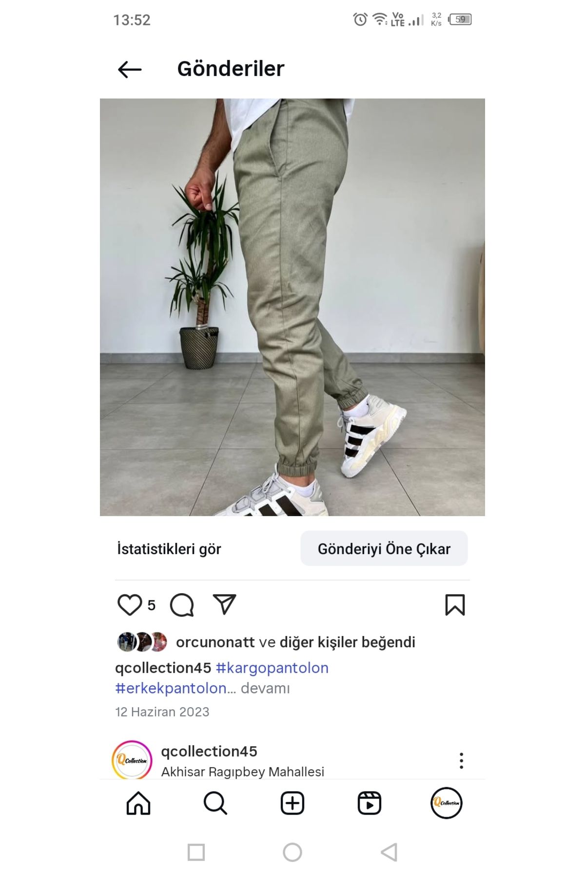 Q45collection Paça lastikli pantolon
