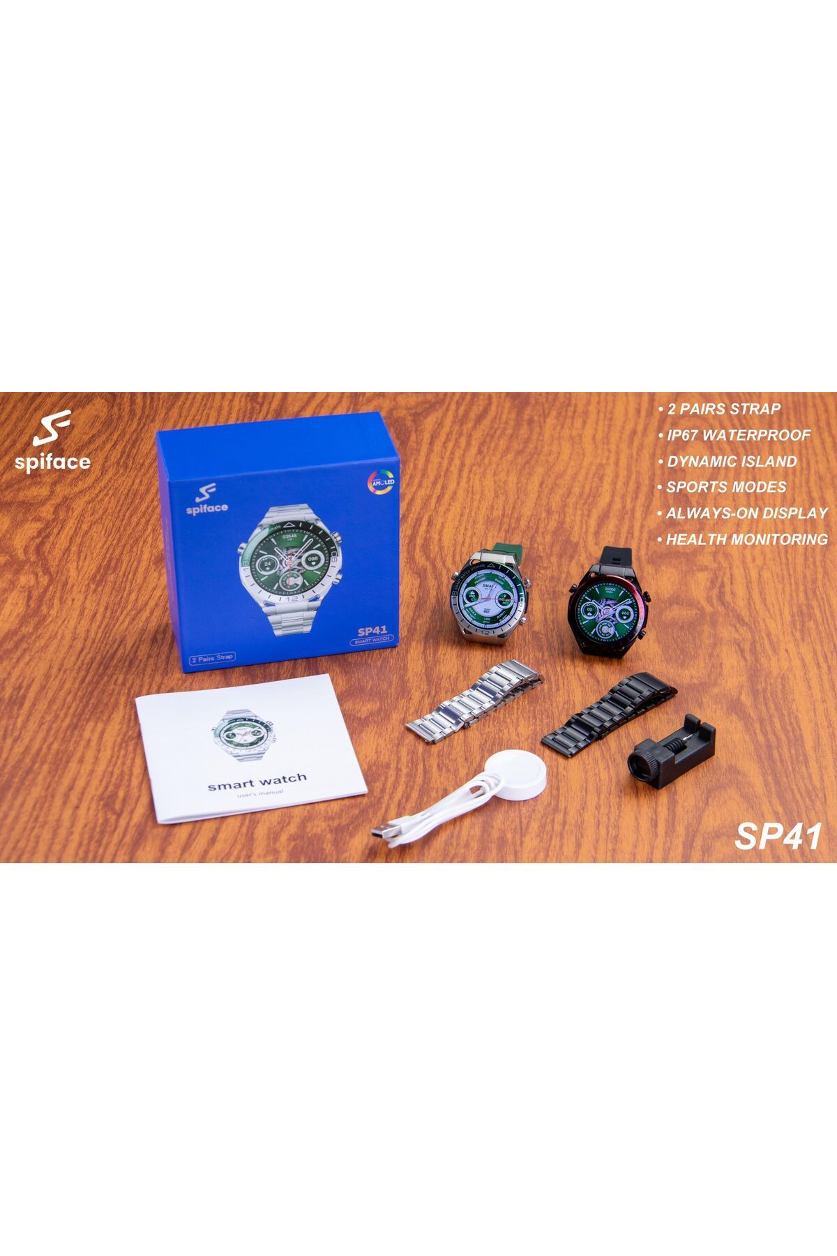 Marka Aksesuar SPİFACE SP41 ANDROİD-İOS UYUMLU BİLDİRİM GÖRME KONUŞMA ÖZELLİKLİ Mikrofonlu Akıllı Saat
