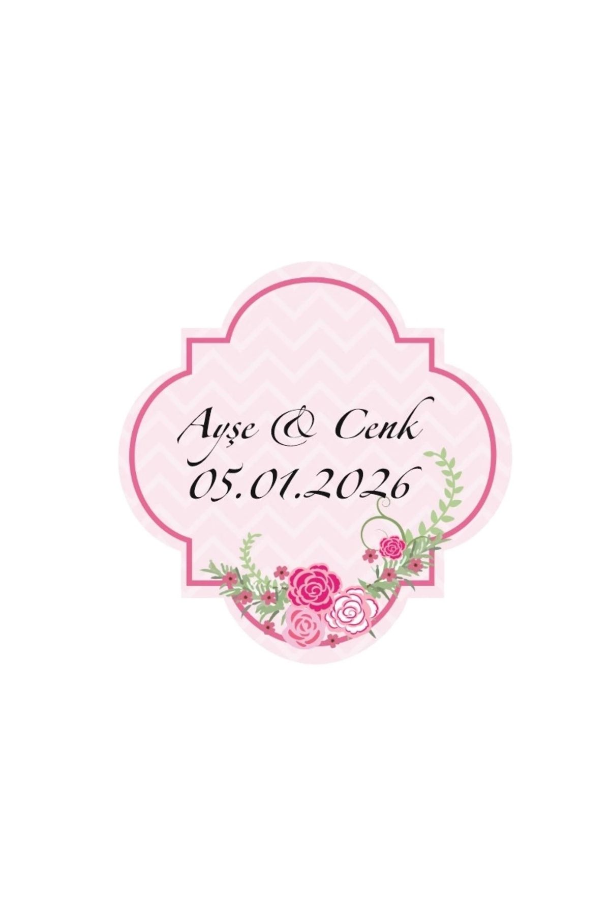 Reysa Tasarım Zincir Örgülü Kare Mühür Kına Nişan Düğün 3x3 cm özel etiket / 50 adet sticker