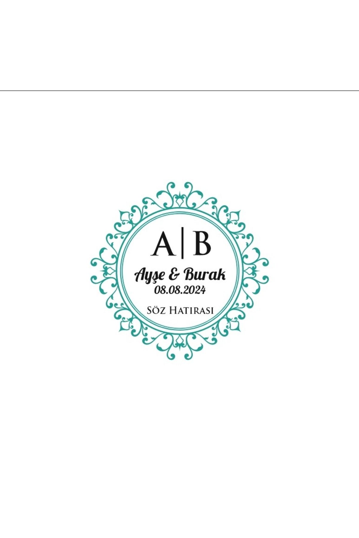 Reysa Tasarım Yapraklı Oval Dikdörtgen Mühür Kına Nişan Düğün 3x3 cm özel etiket / 50 adet sticker
