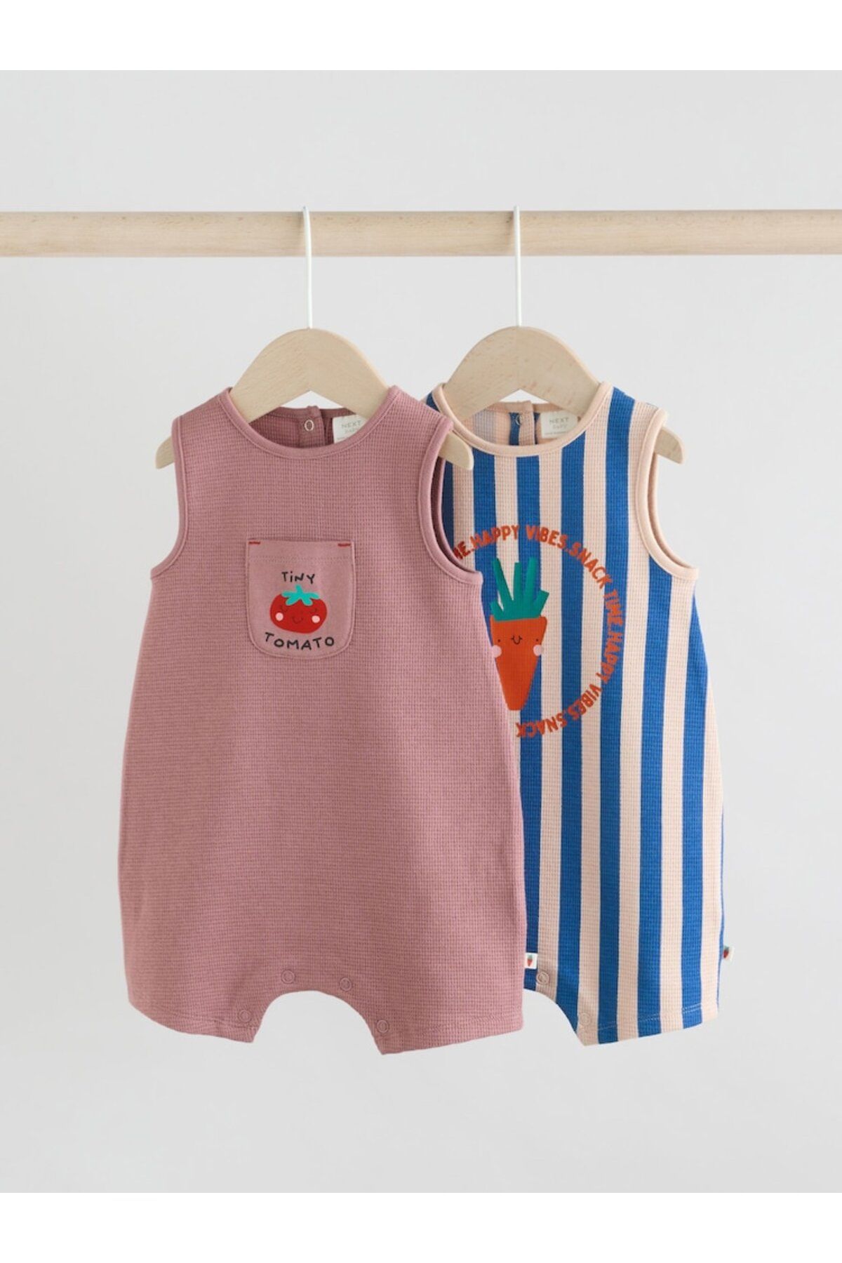 Next Baby %100 Pamuklu Multi Bright Waffle Baskılı 2'li Romper Set