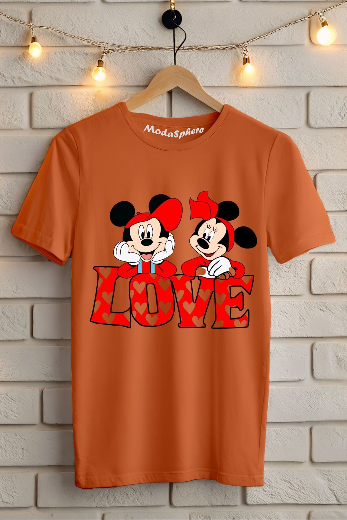 ModaSphere Love Mickey Baskılı Unisex Tişört