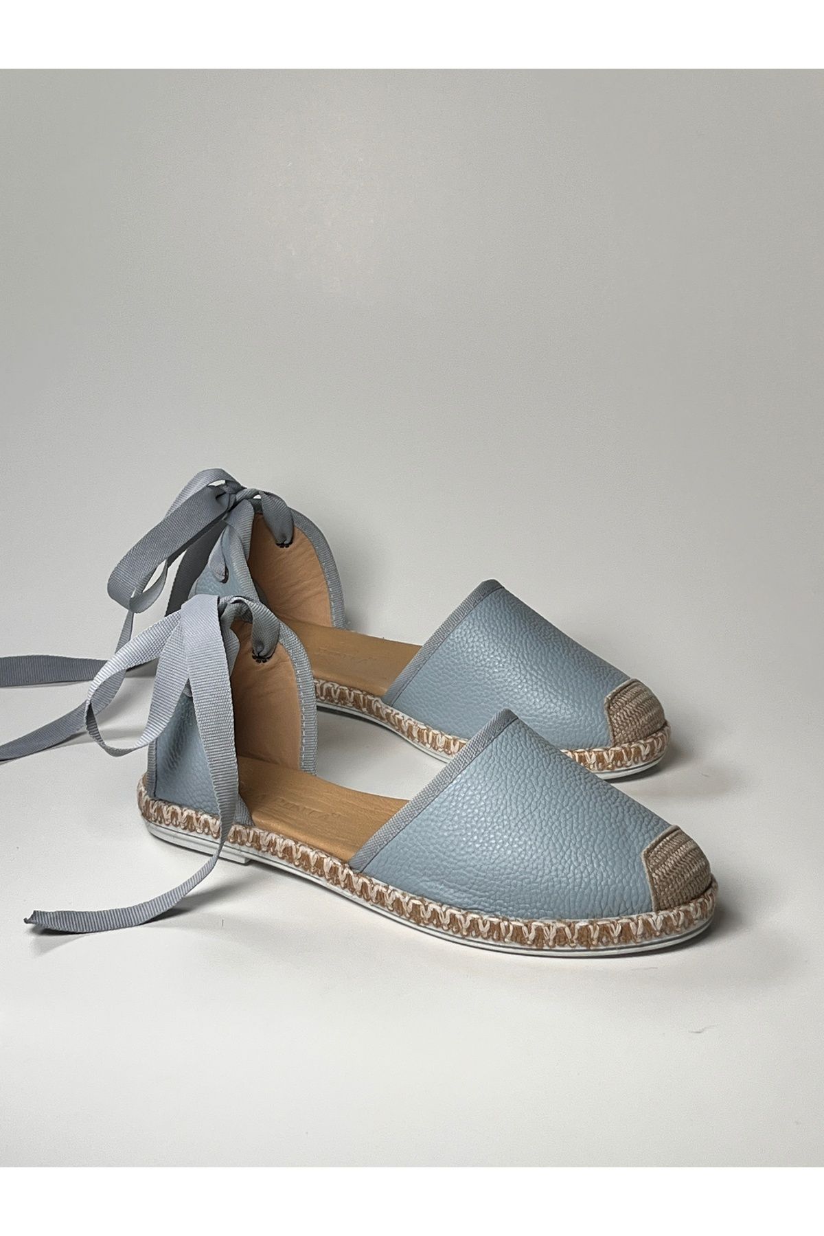 futsi shoes Bilekten Bağlamalı Deri Espadril Babet